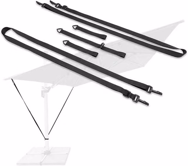 FLAVORA 5 Pack Black Ratchet Cantilever Umbrella Wind Stabiliser Straps, 1.25kg – 1