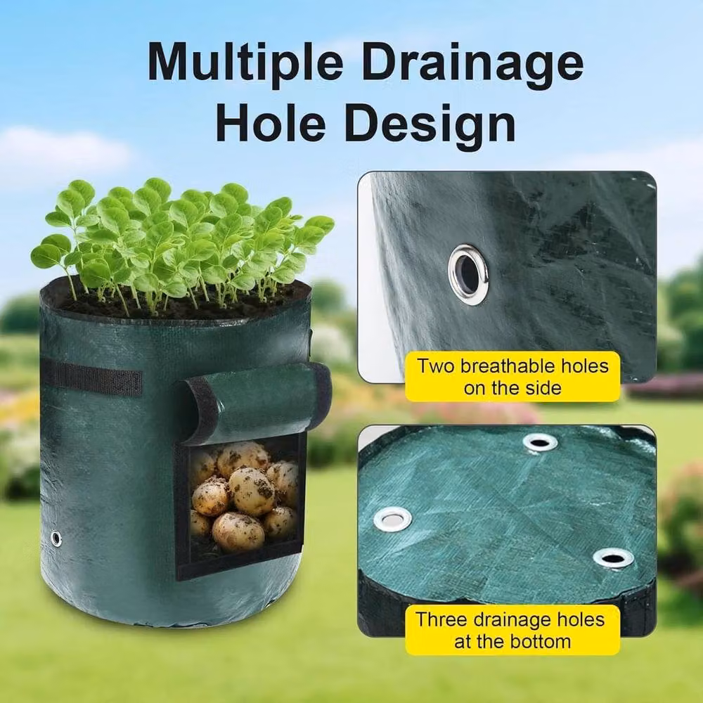 Hinsinc 4 Pack Green Potato and Vegetable Grow Planter Bags, 10 Gallon – 4