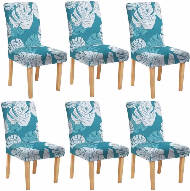 Roseley Floral Pattern 17/6 Removable Dining Chair Covers in Blue and Turquoise