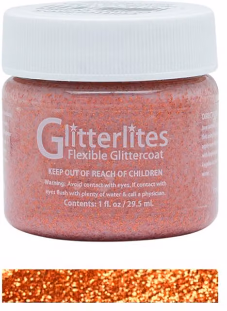 Angelus Glitterlites Acrylic Leather Paint in Orange, 1oz (28.35g)