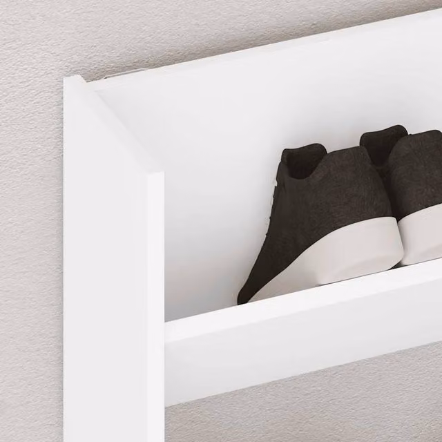 Berkfield Home Wall Mounted Shoe Cabinet in White, W: 80 cm, D: 18 cm, H: 60 cm – 1