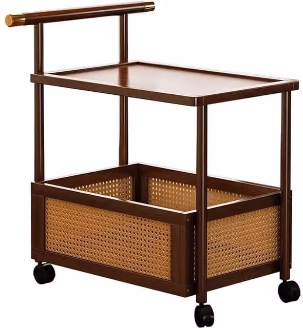 FORGEVIO Adjustable Height Mobile Laptop Desk with Castors in Brown – 1