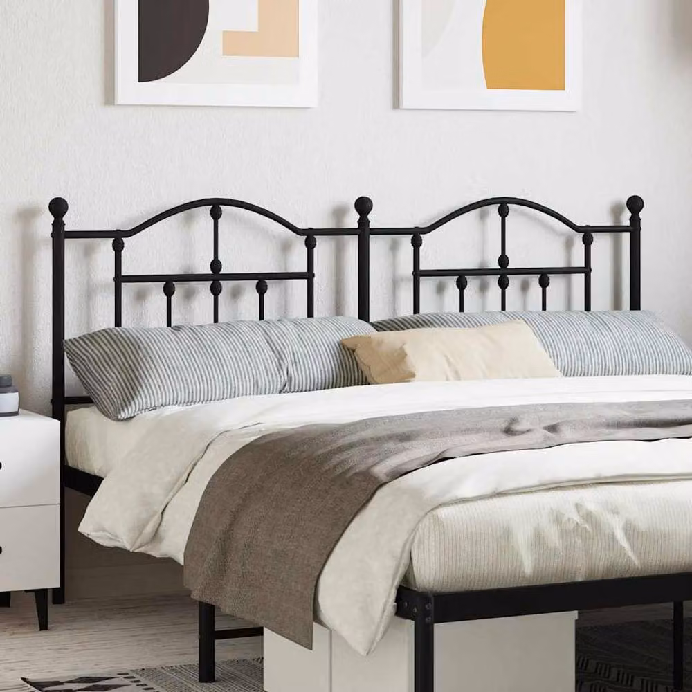 Berkfield Home Classic Metal Headboard in Black, 160 cm – 2