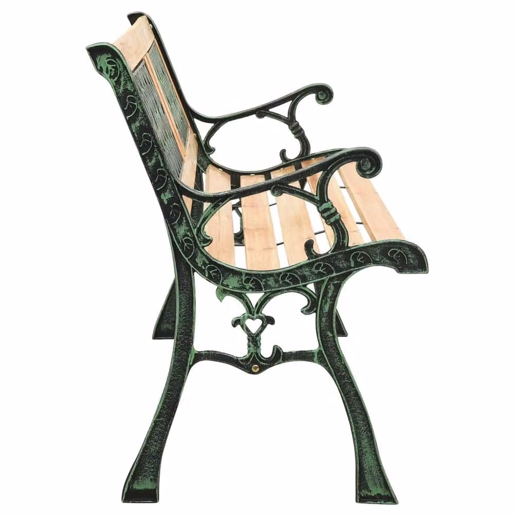 Berkfield Home Vintage Garden Bench in Green, Cast Iron and Solid Firwood, Width: 122 cm – 2