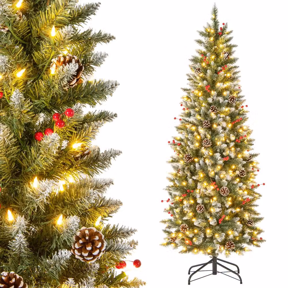 Costway 6 FT Green Artificial Hinged Christmas Tree with 618 Branch Tips – 2