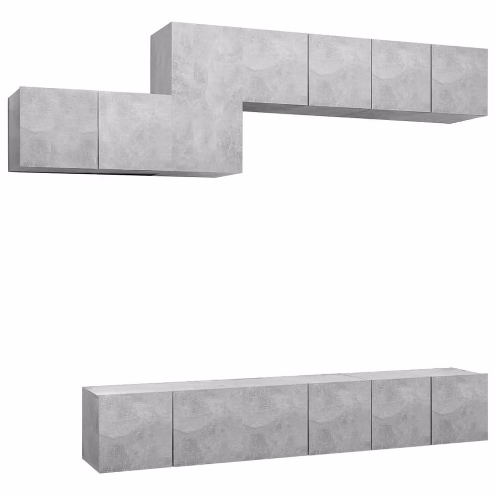 Berkfield Home Modern 7 Piece TV Cabinet Set in Concrete Grey Engineered Wood – 3