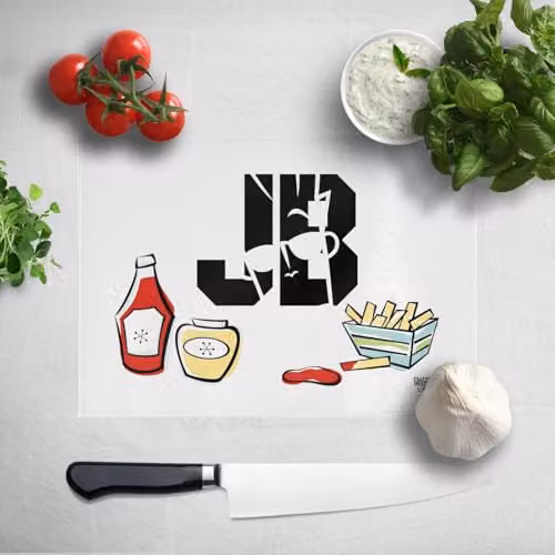 Zavvi Johnny Bravo Cartoon Network Rectangular Chopping Board, Multicolour, W: 40.0 cm, H: 30.0 cm