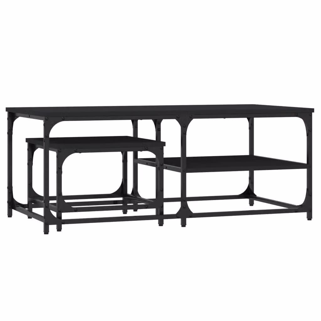 Berkfield Home Nesting Coffee Tables, 2 Piece Set in Black Engineered Wood – 2
