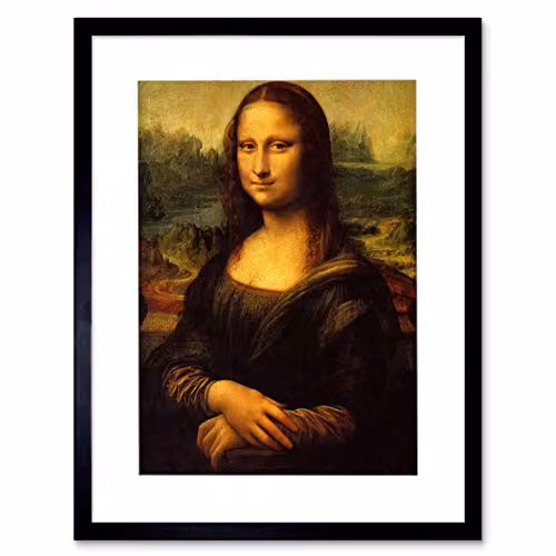 Wee Blue Coo Leonardo Da Vinci Mona Lisa Framed Canvas Wall Art Print in Multicolour, W: 41.0 cm, H: 30.0 cm, D: 1.5 cm