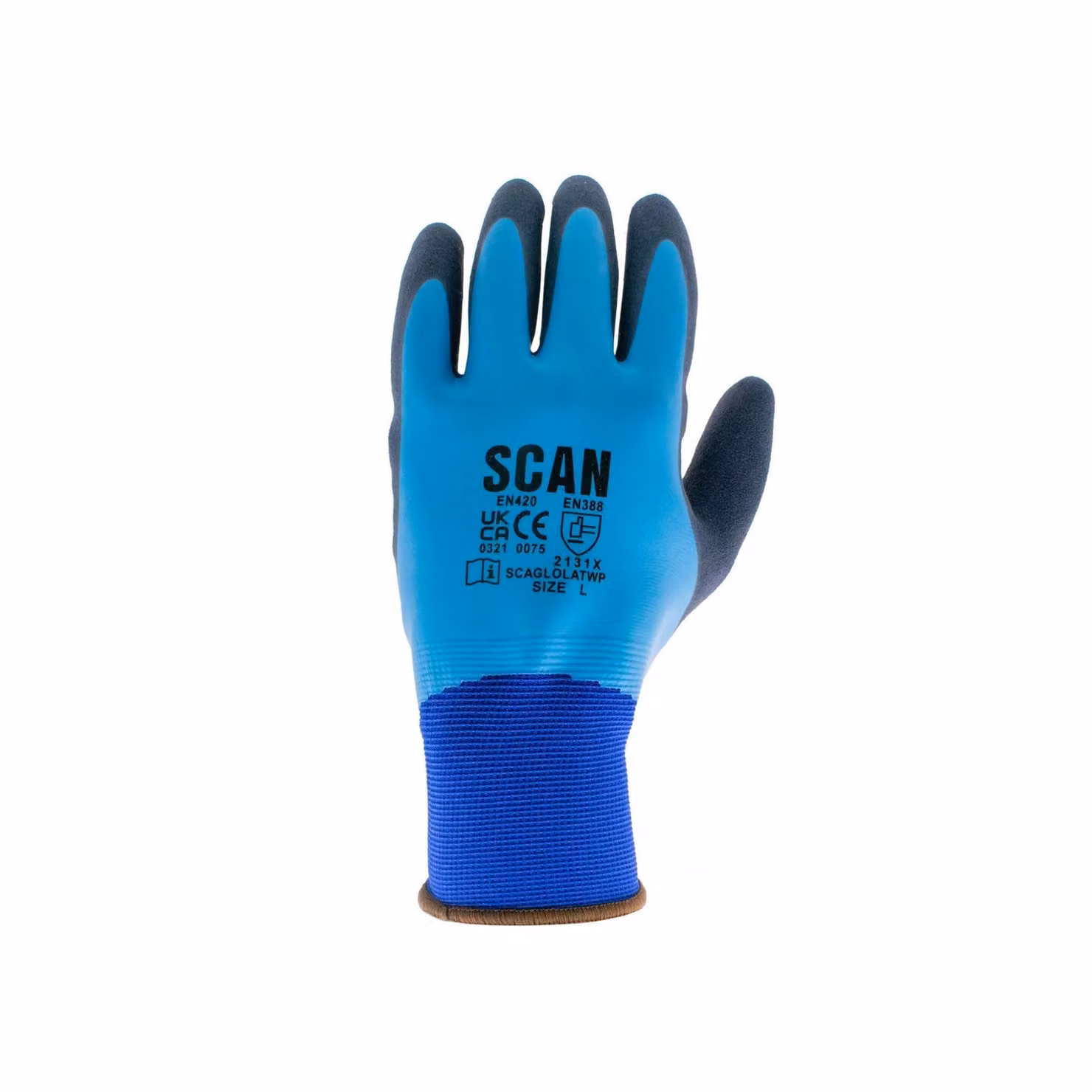 Scan Waterproof Latex Gloves, Blue, Large – 3
