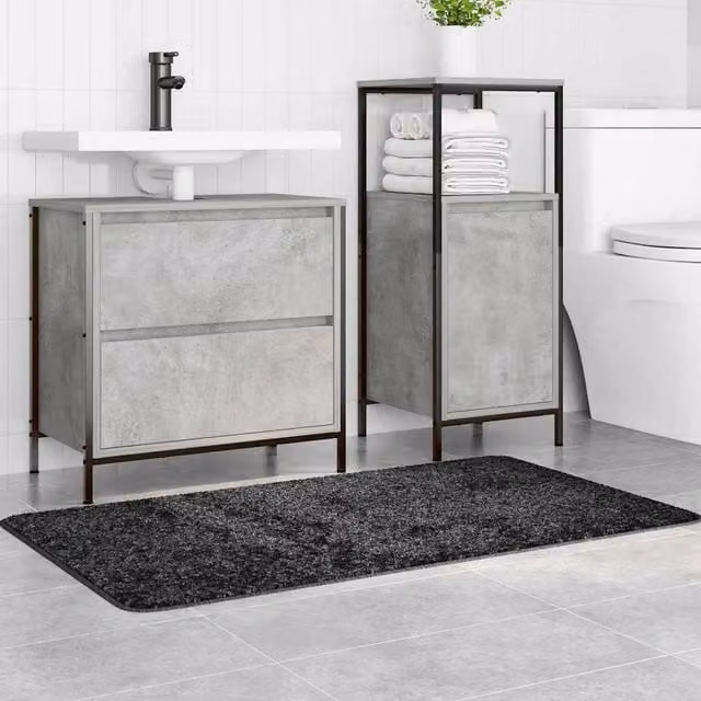 Berkfield Home Rectangular Non-Slip Bath Mat, Grey, W: 70 cm, L: 120 cm