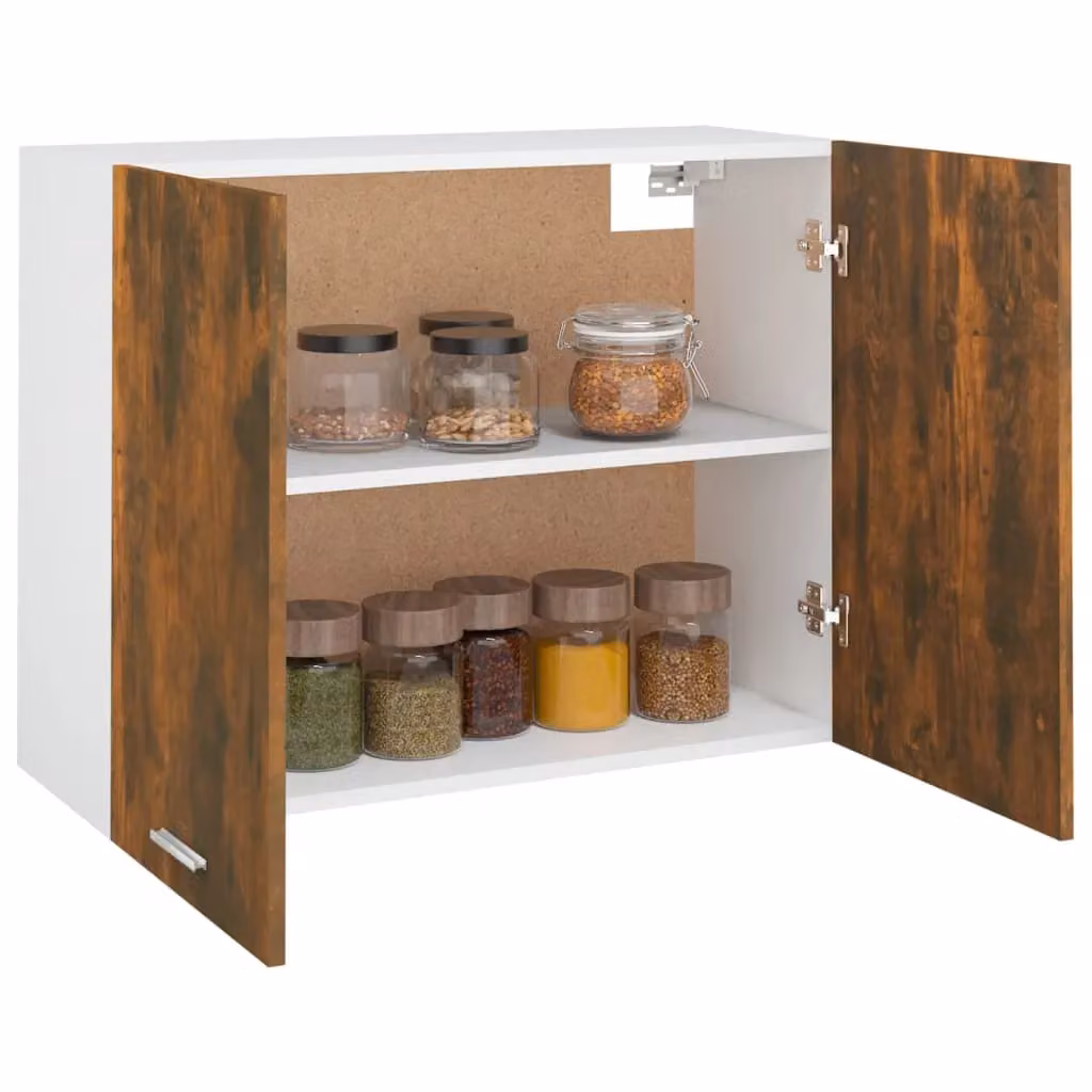 Berkfield Home Smoked Oak Hanging Wall Cabinet in Brown, W/D/H: 80 x 31 x 60 cm – 2