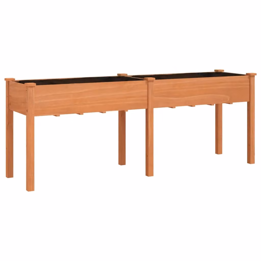 Berkfield Home Brown Solid Wood Fir Planter with Liner W/D/H: 203 x 53 x 76 cm – 2