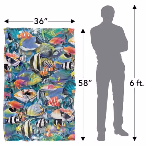 JQ Licensing Royce Mcclure Tropical Fish Jam Pattern Super Soft Polyester Fleece Throw Blanket, Multicolour, W/D/H: 91 x 147 cm – 2