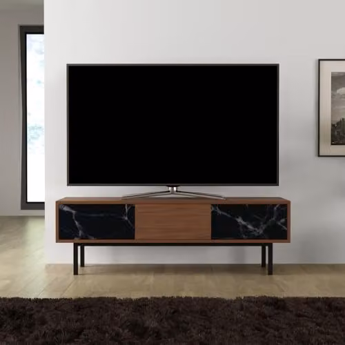 AVF Walnut and Marble Effect TV Stand with Steel Base Frame in Dark Wood and Black – 3