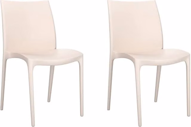 Berkfield Home Garden Chairs, 2 Pack, Beige Polypropylene, W: 50 cm, D: 46 cm, H: 80 cm – 1
