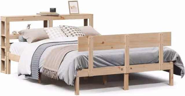 Berkfield Home Rustic Solid Wood Pine Bed Frame in Brown, W/D/H: 160 x 200 cm – 1