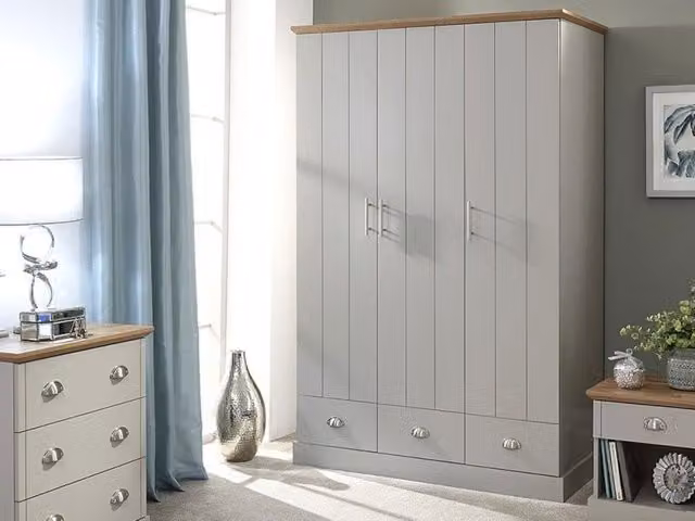 GFW Kendal 3 Door 3 Drawer Wardrobe in Grey – 1
