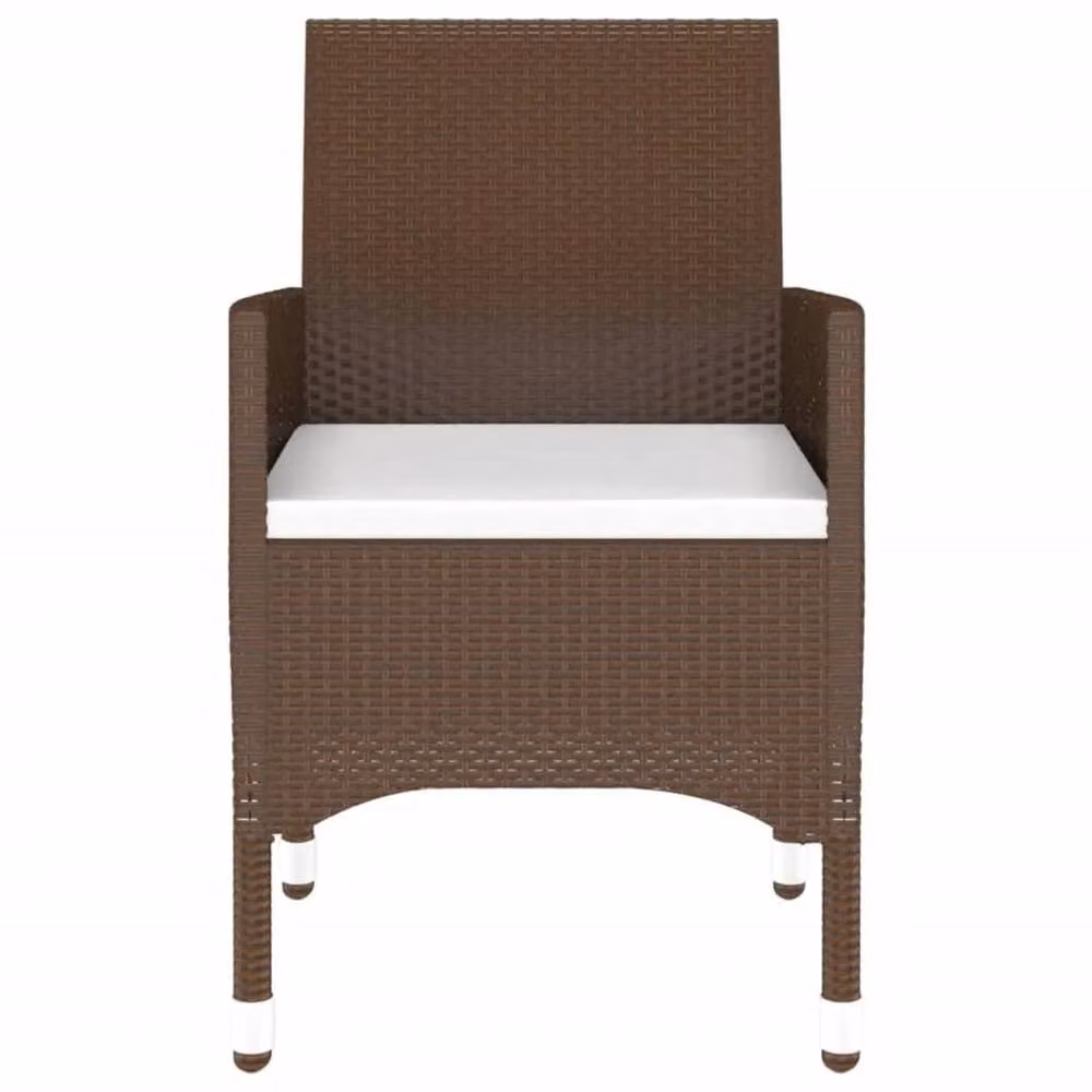 Berkfield Home 3 Piece Brown Poly Rattan and Tempered Glass Garden Bistro Set – 3