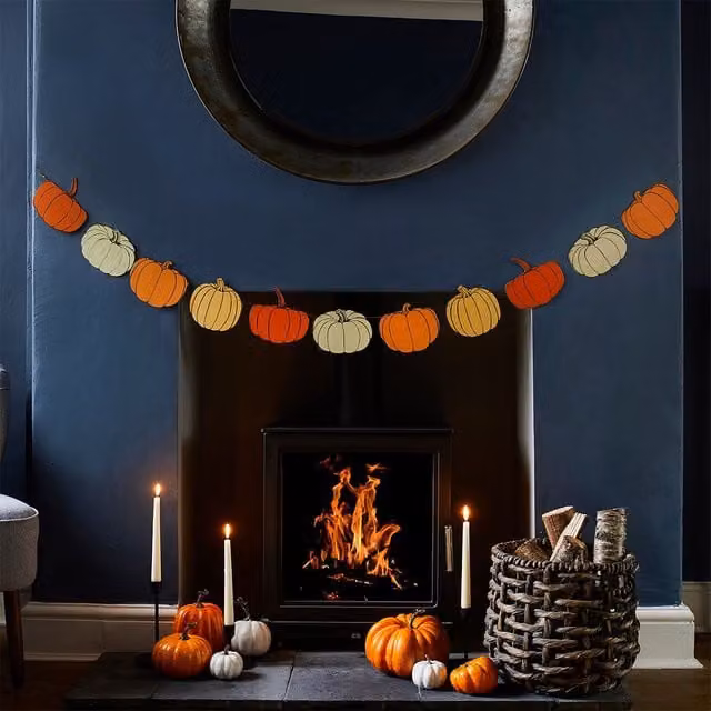 Club Green Halloween Pumpkin Card Party Garland, Multicolour Paper Pennant, 2.5m