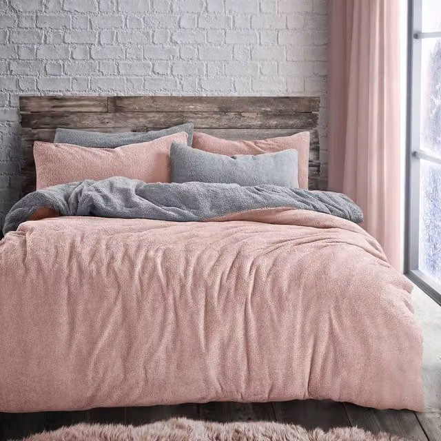 Velosso Teddy Two Tone Silver Duvet Cover and Pillowcase Set, Single, W: 90 cm, H: 200 cm