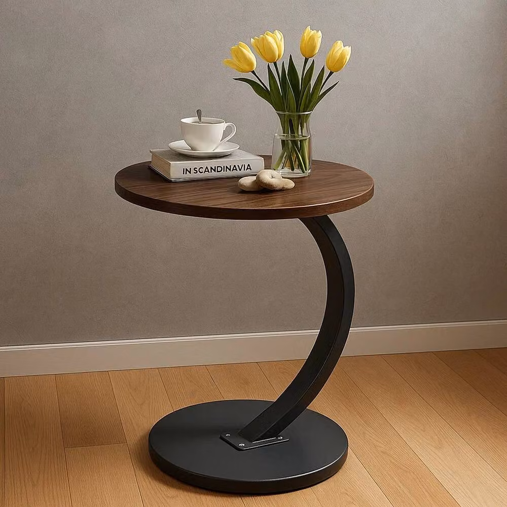 KORVIXA C-Shaped Side Table in Brown – 2