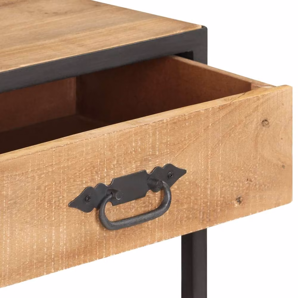 Berkfield Home Industrial Console Table in Brown Reclaimed Mango and Teak Wood, W/D/H: 90 x 35 x 74 cm – 3