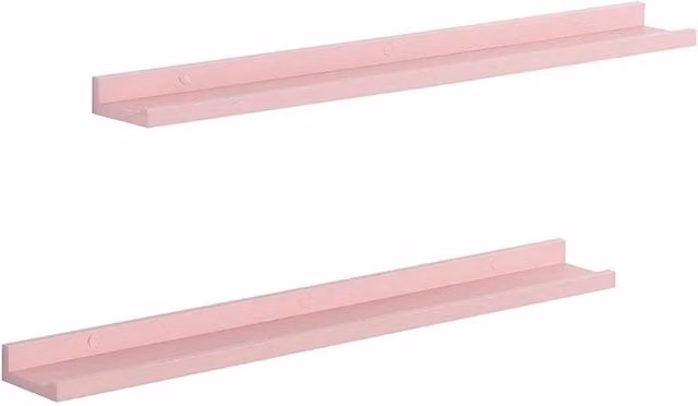 Kelvenix Set of 2 Pink Floating Industrial Wall Shelves, Width: 80 cm