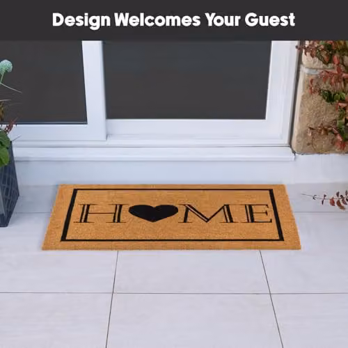 JVL Brown Coir Rectangular Entrance Doormat, W: 90 cm, D: 60 cm, H: 2 cm – 5