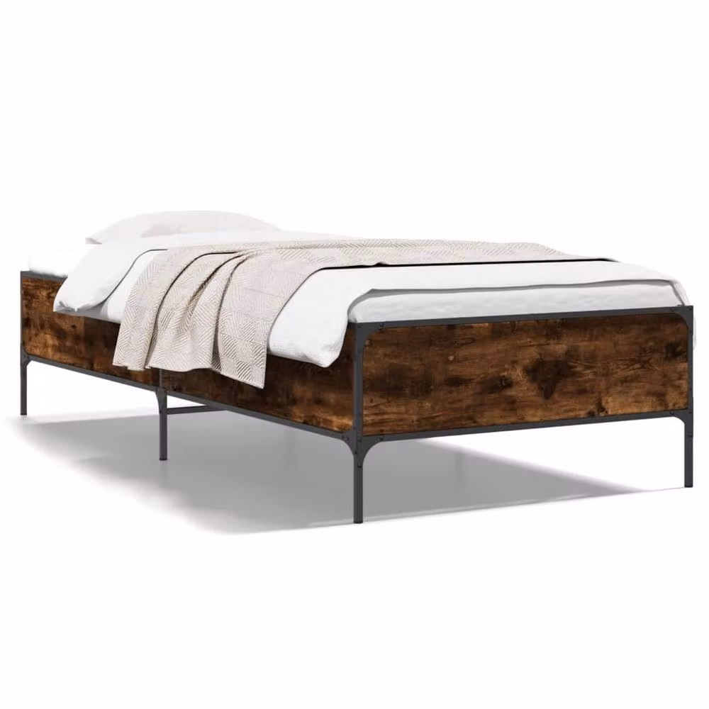 Berkfield Home Durable Small Single Bed Frame in Smoked Oak and Brown, W: 80 cm x D: 190 cm – 3