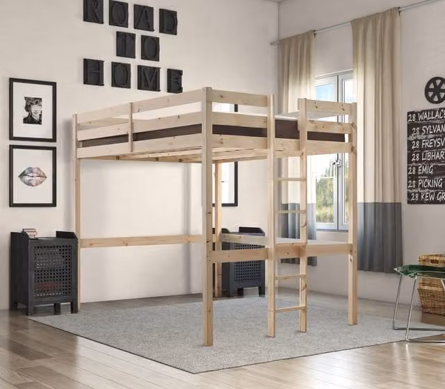 Strictly Beds and Bunks Memphis Heavy Duty High Sleeper Double Bunk Bed in Natural Pine