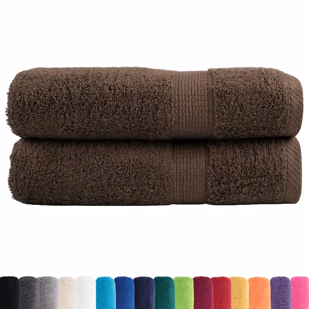 Berkfield Home SOLUND Premium Cotton Terry Hand Towels, Brown, 2 Pack, W: 50 cm, L: 100 cm, 600gsm – 2