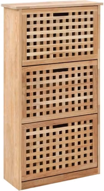 Berkfield Home Solid Walnut Wood Shoe Storage Cabinet in Brown, W/D/H: 55 x 20 x 104 cm