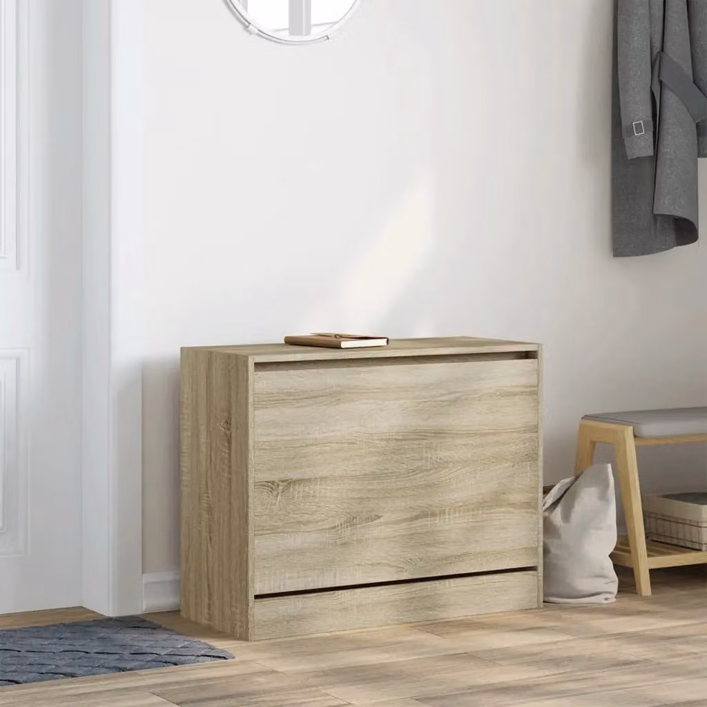 Berkfield Home Sonoma Oak Shoe Cabinet in Brown, W/D/H: 80 x 34 x 63 cm – 3