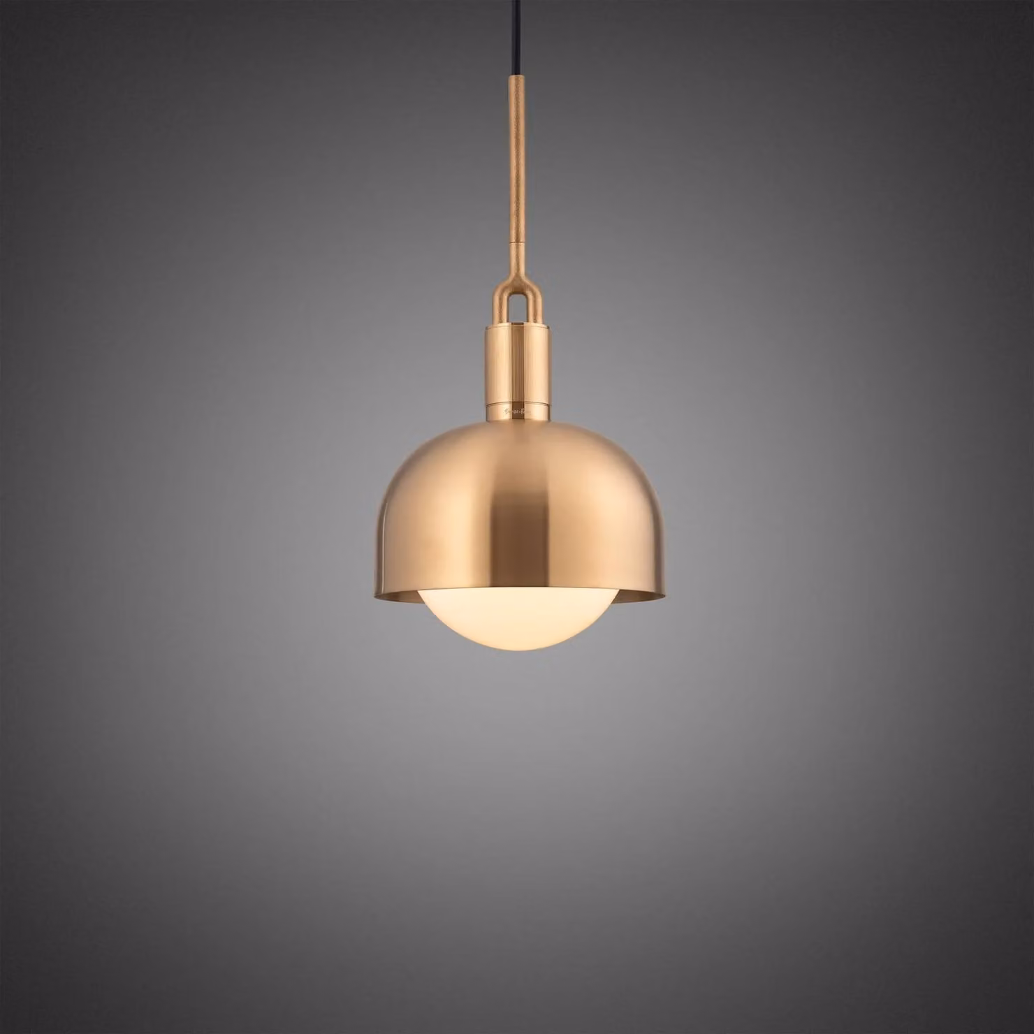 Buster + Punch Forked Pendant Light with Opal Glass Globe in Black and Gold/Brass