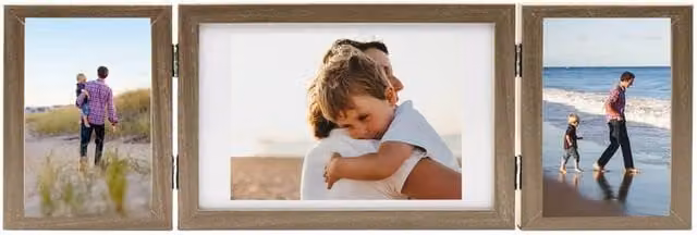 Berkfield Home Trifold Photo Frame Collage in Light Brown, W: 28 cm, H: 18 cm