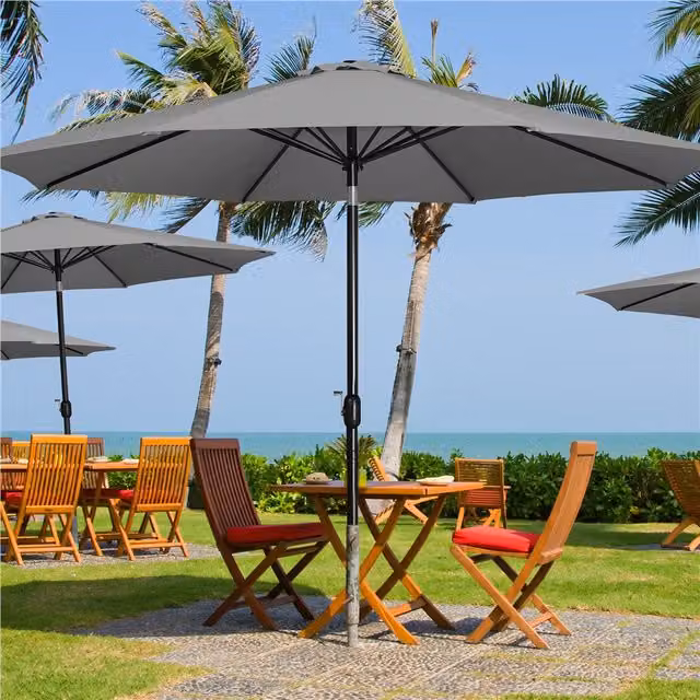 Yaheetech 8 Ribs Garden Parasol Patio Umbrella in Grey