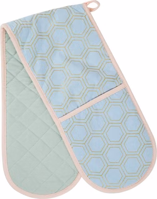 Orsina Art Deco-Inspired Double Oven Glove in Blue and Multicolour