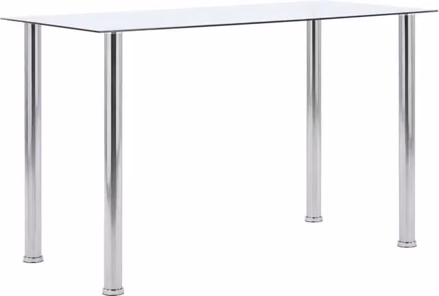 Berkfield Home Modern Rectangular Dining Table in Transparent Tempered Glass, W/D/H: 120 x 60 x 75 cm