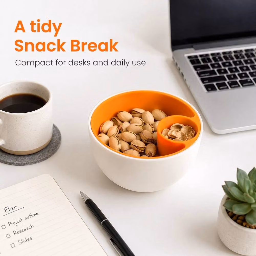 PAWNORA 2-in-1 Orange Pistachio Snack Serving Bowl with Shell Holder – 2