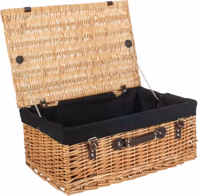 Red Hamper Wicker Picnic Basket with Black Cotton Lining – 1