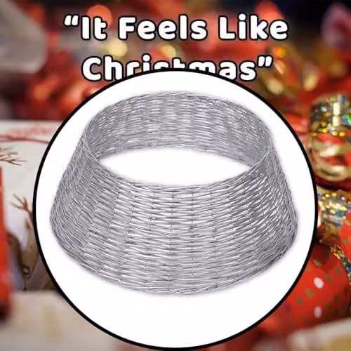 VFM e-Store Silver Round Christmas Tree Skirt, W/D: 70 x 70 cm – 6