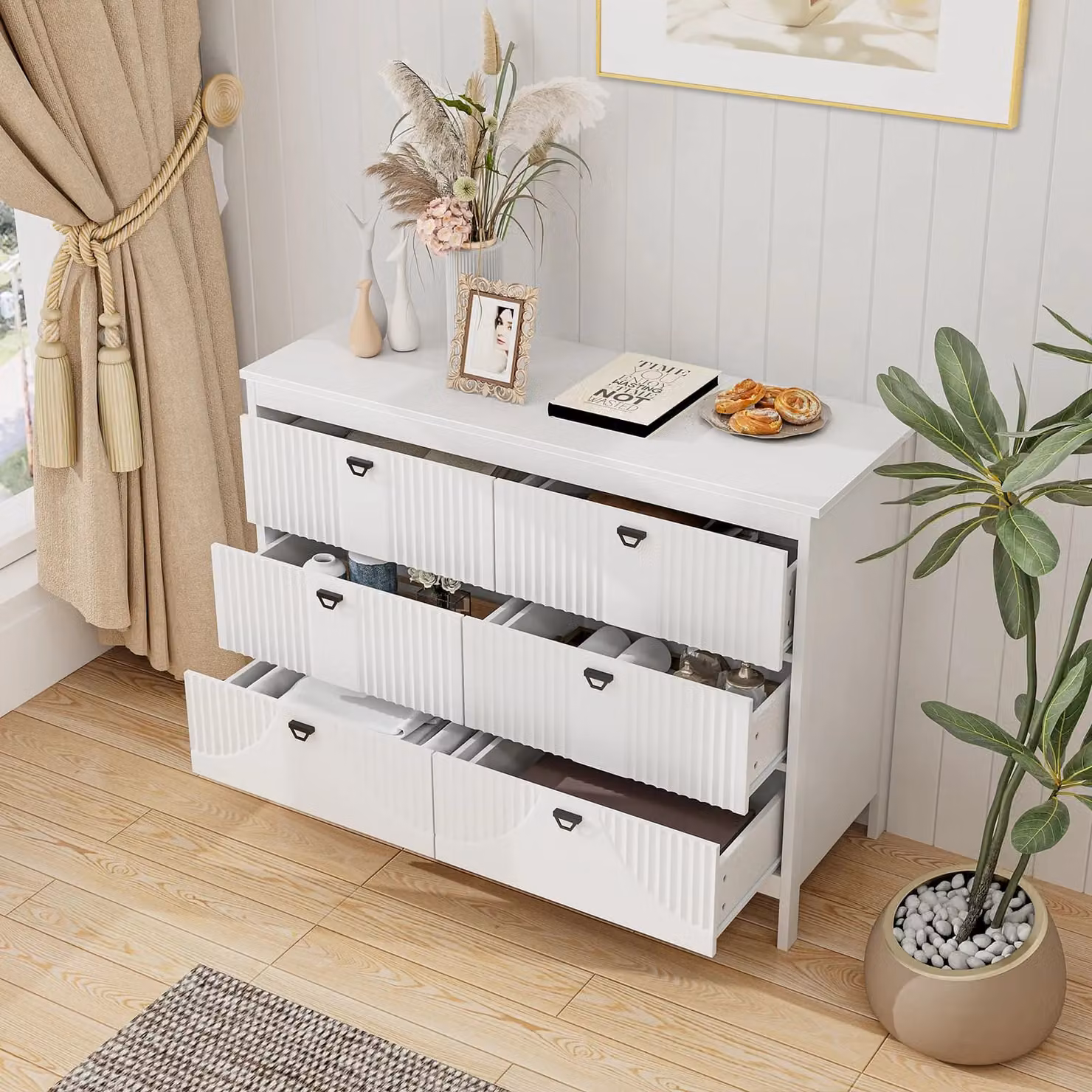 Costway Modern Style 6-Drawer Chest of Drawers in White – 2