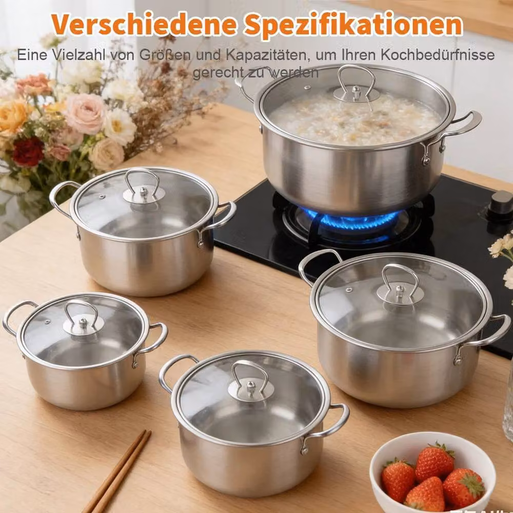 PAWNORA Non Stick Stainless Steel Induction Cookware Pot in Silver – 4