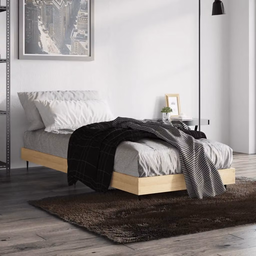 Berkfield Home Sonoma Oak Small Single Bed Frame in Brown, W/D/H: 75 x 190 cm – 3