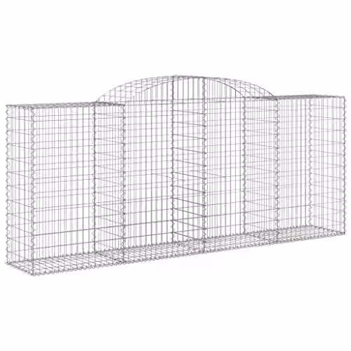 vidaXL Arched Gabion Baskets, 20 Pieces, Silver Galvanised Steel, W: 300 cm, D: 50 cm, H: 120/140 cm – 1