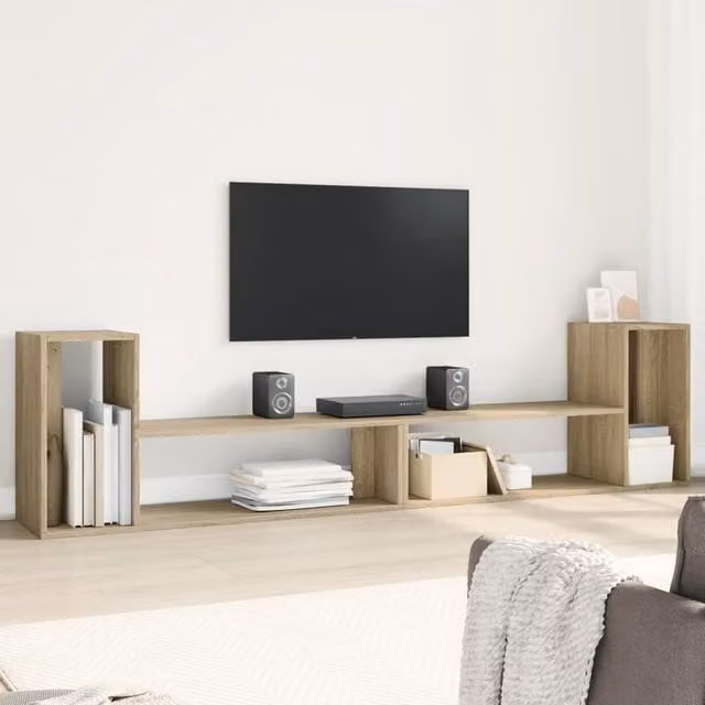 Berkfield Home Set of 2 Sonoma Oak TV Cabinets in Brown, W/D/H: 100 x 30 x 50 cm – 1