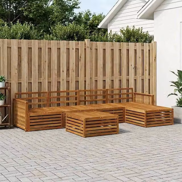 Berkfield Home 6 Piece Outdoor Sofa Set in Brown Natural Solid Acacia Wood – 1