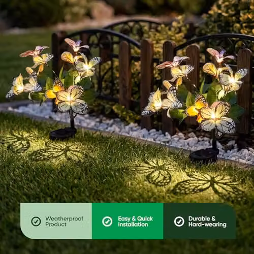 Gardenwize Pack of 2 Solar Butterfly Stake Lights with Multicolour LED, Height: 70 cm – 4
