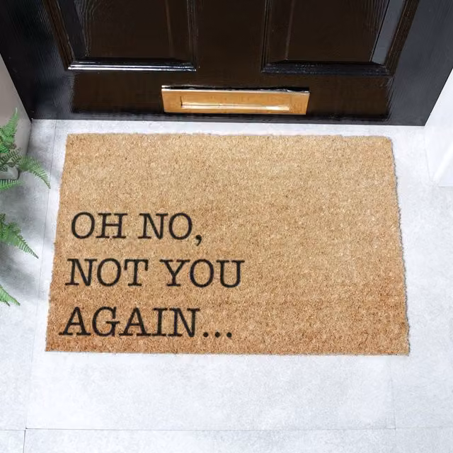 Artsy Mats Oh No Not You Again Doormat, Brown, Coir and Natural Rubber, Non-Slip and Weatherproof